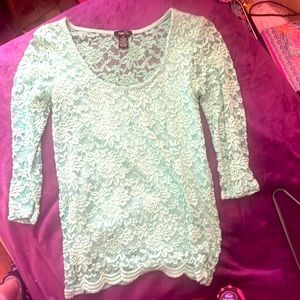 Rue 21 green lace shirt 3/4 sleeves
